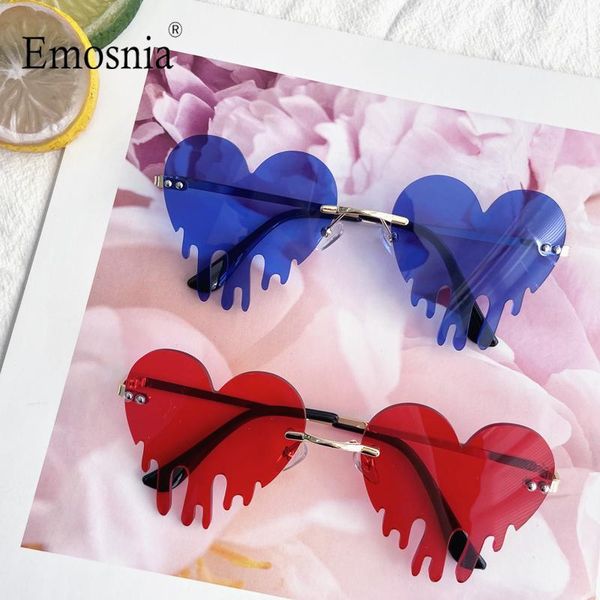 

rimless irregular sunglasses love heart tears party unique sun glasses for women 2021 red colorful eyeglasses christmas gift, White;black