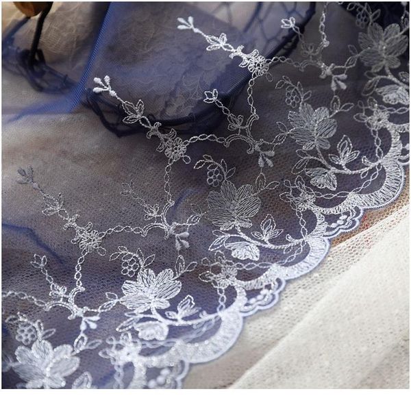 

5meter/pack 15/20/28.5cm good quality polyester dark blue mesh embroider lace fabric sewing trim dress accessor jllbsg