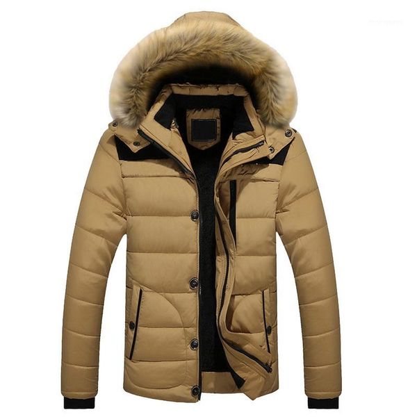 

calofe autumn winter new men's coat male casual plus velvet thicken warm coat men hooded solid classoc parka outwear1, Black