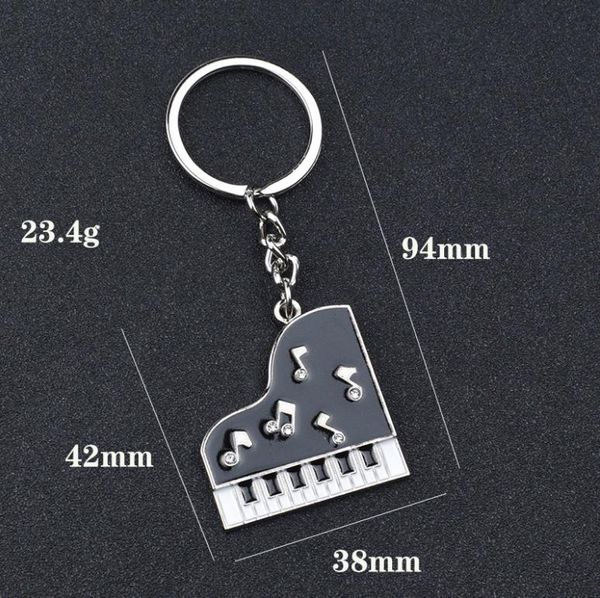 Mini Piano Keychain Men Women Unisex Trendy Creative Bag Pendants Silver Color Metal Car Key Rings Holder Trinket Christmas Gift