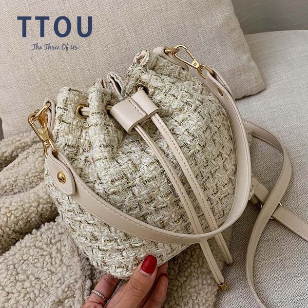 Ttou marca de alta qualidade designer balde bolsas de lã bolsas de lã beading bolsas embreagens cadeia de mensageiro pequeno totes estilo coreano