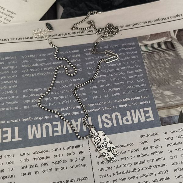 

the new 925 thai silver good luck necklace female fashion wild new heart-shaped tag smile clavicle short chain q0531