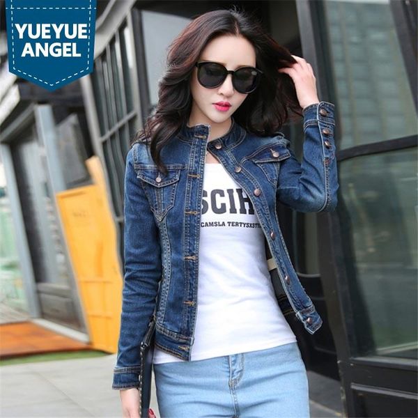 

women's jackets arrival fashion womens short female stand collar single breasted slim fit coats vintage jean denim plus size, Black;brown