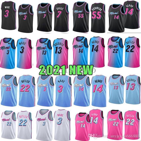 

miami heat 22 dwayne dwyane 3 wade jimmy tyler butler herro basketball jersey goran bam dragic adebayo duncan kendrick robinson nunn, Black;red