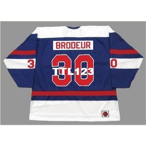 

740 #30 richard brodeur quebec nordiques 1974 wha k home hockey jersey or custom any name or number retro jersey, Black