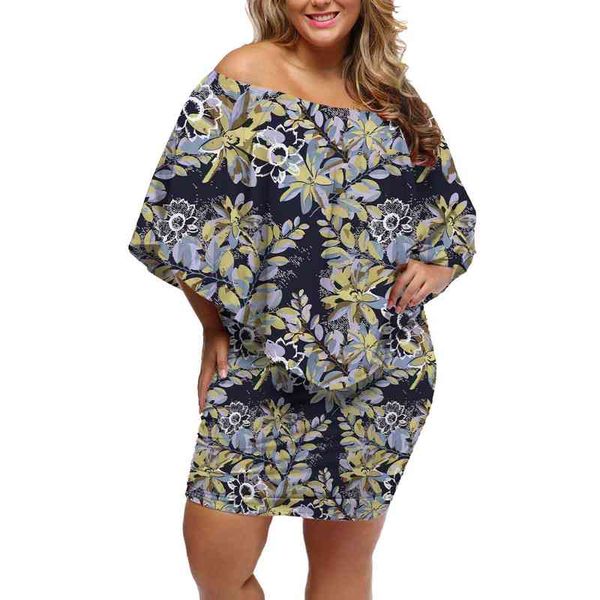 

casual dresses one line shoulder lotus leaf edge large dresses pullover sleeve floral wrap medium waist short skirt, Black;gray