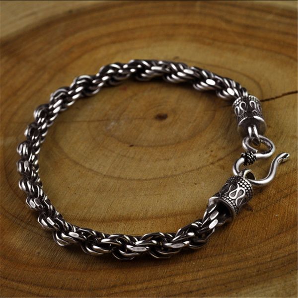 

italian 925 diamond cut sterling silver 5mm twist rope chain bracelet mens jewelry gift 1028, Black