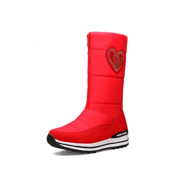 

2021 women thick fur warm mid calf shoes new snow ladies cotton waterproof winter boots plus size 34-43 kpxq, Black