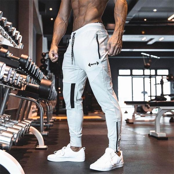 

2019 men autumn cotton long pants male gyms fitness casual fashion sweatpants joggers bodybuilding pants skinny brand trousers, Black