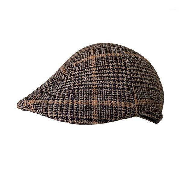 

2020 new men berets woolen brown plaid british duckbill caps gatsby male autumn winter driver hatswomen newsboy cap blm2631, Blue;gray