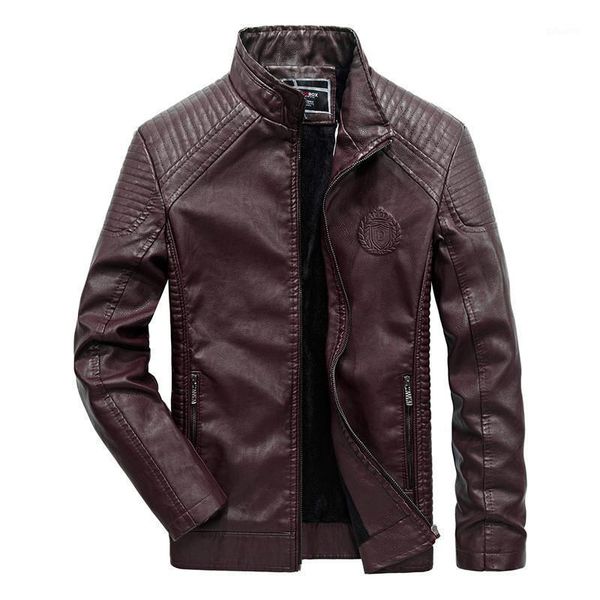 

moonspecial men leather jackets 2020 winter jacket male classic motorcycle style male inside thick coats men's leather jacket1, Black