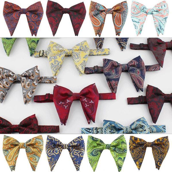 

rbocofashion paisley bow tie for men women big bowtie blue red for party wedding pre-tied bowknot mens bow ties yellow1, Black;gray