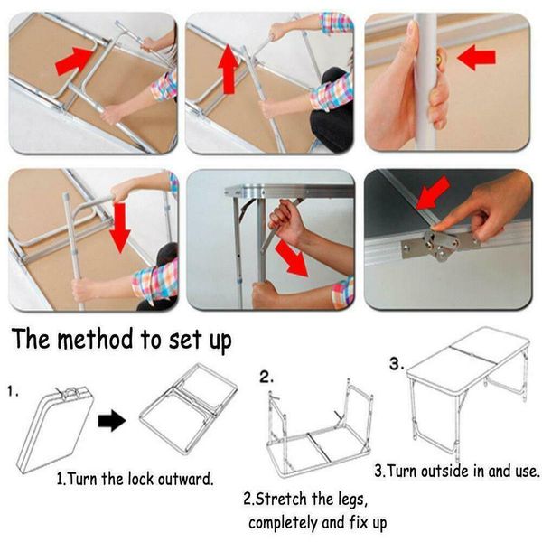 

portable aluminum 6ft folding table outdoor picnic party dining camping table