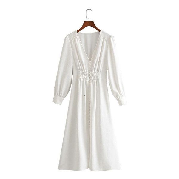 

korea solid white dress women v neck long sleeve pleated vintage korean fashion loose long dress ladies vestidos 3h313, Black;gray