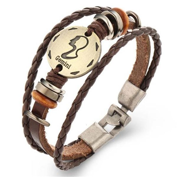 

leather 12 jewelry constellations fashion for women men casual personality zodiac signs punk bracelet charm