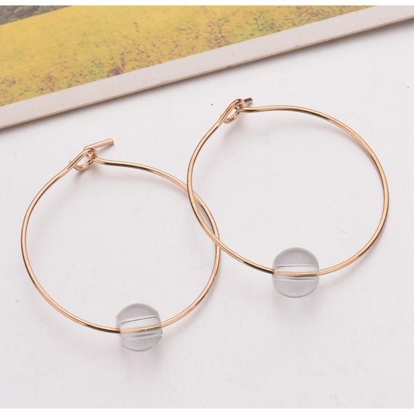 

european and american minimalist circle earrings pearl transparent earrings glass beads earrings retro wholesa sqclxz queen66, Silver