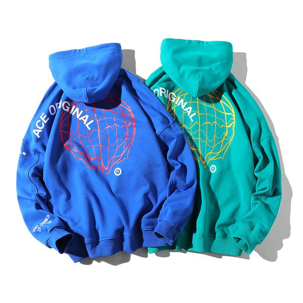 

e-baihui 2020 european and american new men's spring clothes earth geometric print hooded sweater casual long-sleeved aw123, Black