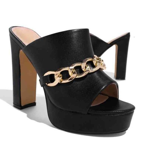 

super slip on high heels slippers metal button sandals women classics dress shoes fish mouth fashion pumps white black