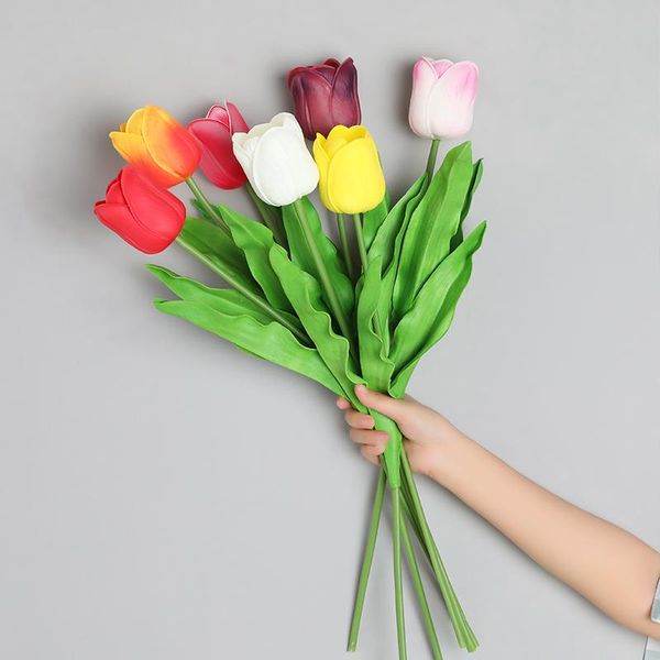 

yumai 60cm pu real touch tulips flowers artificial wedding party decoration flower branch long stem tulip for home table decor