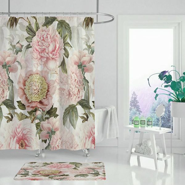 

shower curtain bathroom curtain home decoration flower stamen garden theme bamboo waterproof display curtain