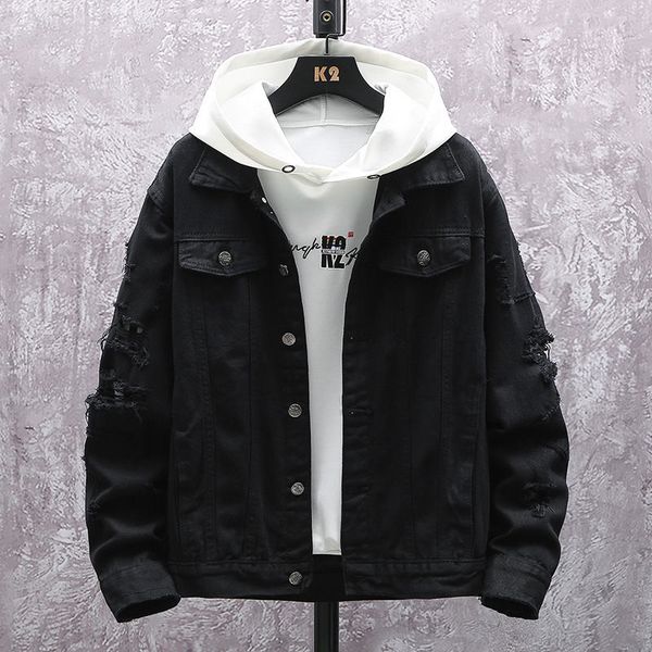 

2021 new spring and fall the new stripe denim korean-style jacket in sleeve long sleeves beautiful men's clothes 8eo7, White;black