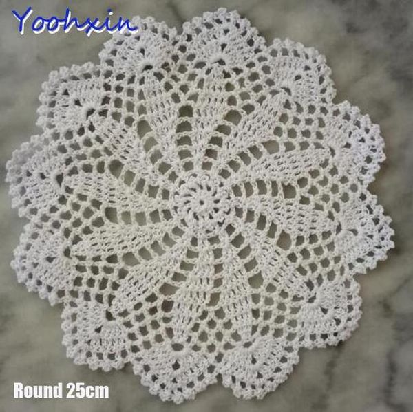 

современные круглые кружевные хлопковые столовые поместите коврик вязание крючком кофе placemat pad рождественские цветочные горки чашки кру