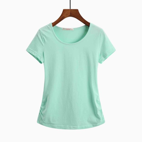 

2021 new cotton t shirt women tees short sleeve fashion casual t-shirt new arrival summer o-neck solid regular broadcloth luuj, White