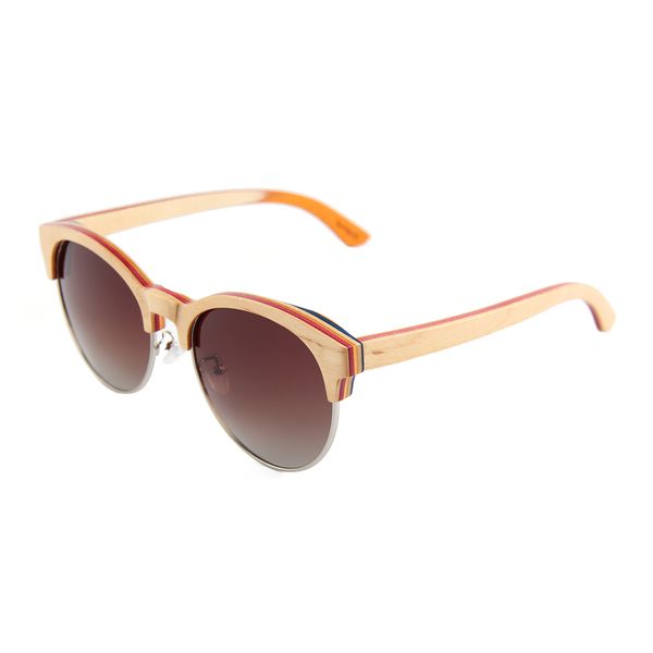 

fashion design gafas half frame cat shape wood sunglasses