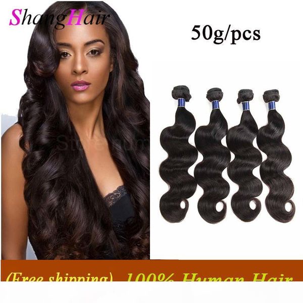 

brazilian body wave hair weft 5 6 bundles unprocessed peruvian malaysian indian virgin human hair extensions body wave 50g pcs, Black