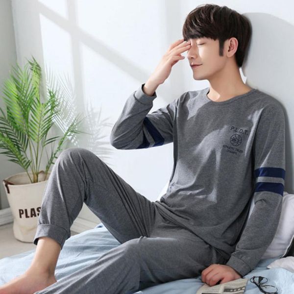 

pajama set men o-neck long sleeve striped comfortable warm cotton mens pajamas plus size xxxl korean style home clothing casual1, Black;brown
