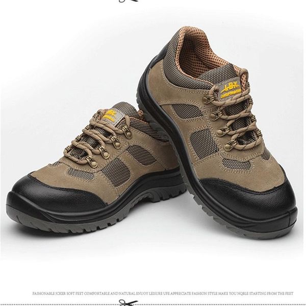 

anti-smashing anti-piercing safety shoes breathable work shoes for men and women sneakers cowhide steel toe cap, Black