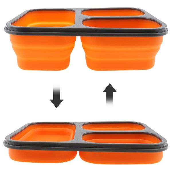 

1350ml silicone lunch box portable bowl colorful folding food container lunchbox with tableware eco friendly 1350ml silicone wmtnrf