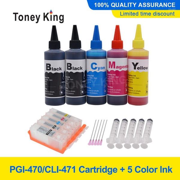 

ink cartridges toney king pgi-470 470 refillable cartridge for canon pixma mg6840 mg5740 ts5040 ts6040 printer + 5 color dye 500ml1