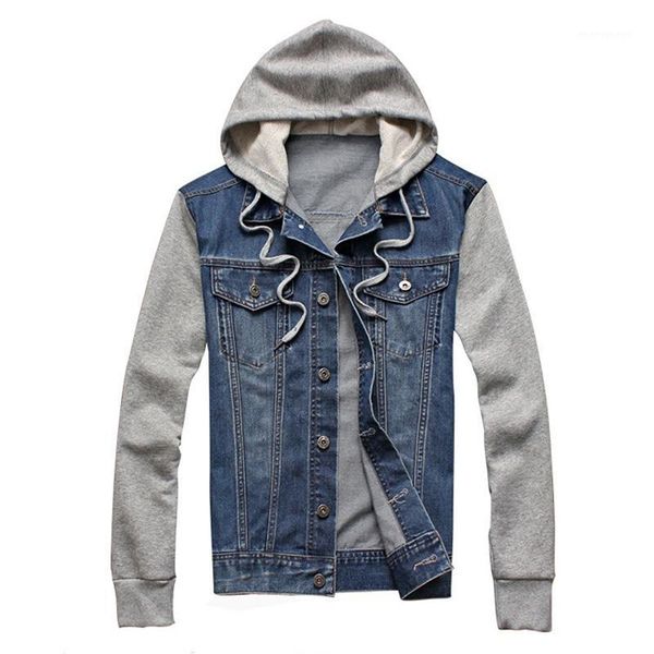 

2019 denim men hooded sportswear outdoors casual fashion jeans jackets hoodies cowboy mens jacket and coat plus size1, Black;brown