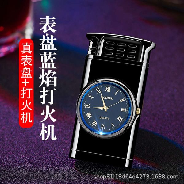 

601 watch lighter blue light hefeng straight to creative fashion lighter high grade men's gift, Slivery;brown