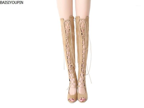 

2020 summer new fashions thin and fish mouth high tube cool boots custom bigger and small size code shoes 32 33 40 41 42 431, Black