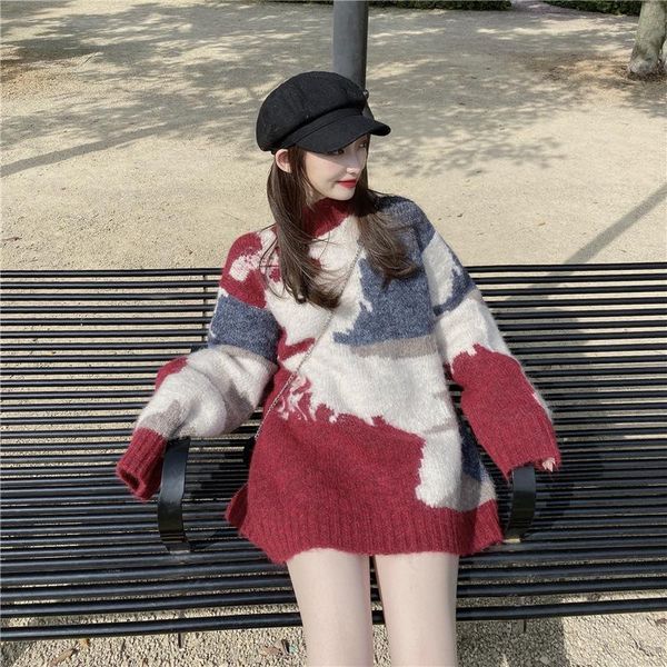

women's autumn and winter 2020 new japanese slim loose outer wear sweater, White;black