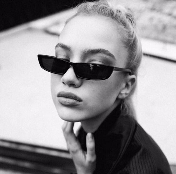 

2021 new vintage rectangle sunglasses women cat eye designer ladies small frame black red sun glasses brand retro skinny eyewear