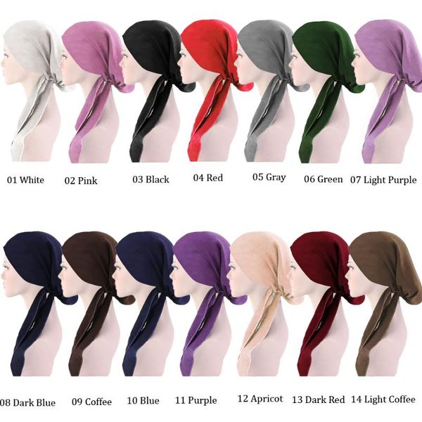 

women pre-tied headwear beanie wrap scarf cap muslim ramadan stretch hijab headscarf hair loss cancer chemo hat bonnet bandana, Blue;gray