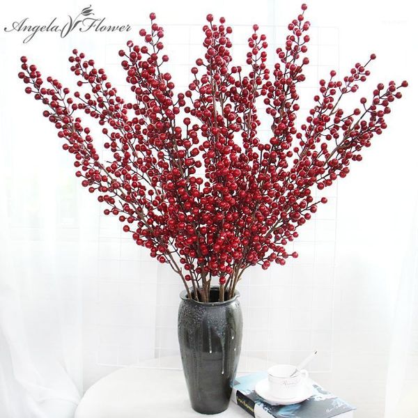 

decorative flowers & wreaths 12 branches christmas berry red rich fruits 112cm fake foam fruit holly plants artificial flower tree home deco