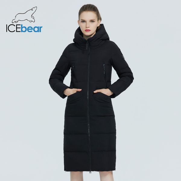 

icebear 2020 new winter long women down jacket fashion warm women hooded parka brand women clothing gwd20301i c1204, Black