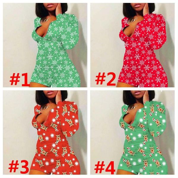 

women christmas snowflakes printed long sleeve jumpsuit pajamas jumpsuit pajamas for women plus size women pajamas, Black;red