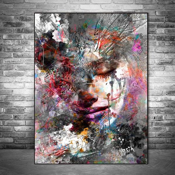 

abstract girl oil paintings on canvas wall art prints graffiti art prints modern pop art wall pictures for living room home decor
