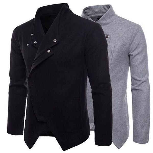 

new arrival male jacket slim fit mens autumn winter clothing man stand collor jackets button warm pure color coats, Black;brown
