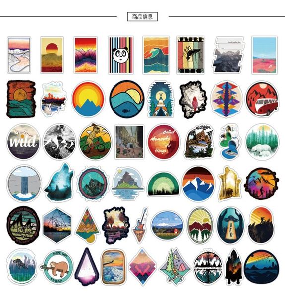 

50 шт. landschaft открытый наклейка граффити водонепроницаемый wasserdichte diy koffer ноутбук fahrrad helm skateboard чемодан stiker sqcepv