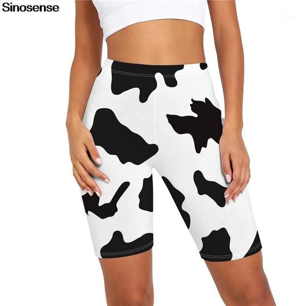 

women's shorts women workout running biker 2021 cow print stretchy summer high waist skinny cycling fitness sports1, White;black