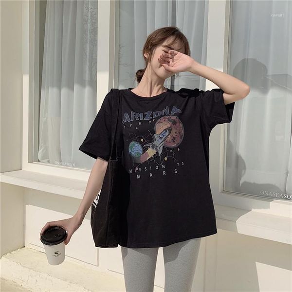 

t shirt women cartoon print funny tshirts for girl gift cute casual simple wild short sleeve casual harajuku kawaii tee 20201, White