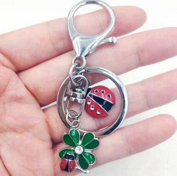 

ladybugs leaves enamel eat drop clover ladybug glaze charm purse handbag car key holder keyring keychain party wedding g, Slivery;golden