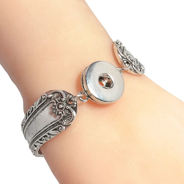 

men pretty charm bracelets silver plated for women button bracelet ginger snap jewelry cuff bangle metal ps0801, Golden;silver