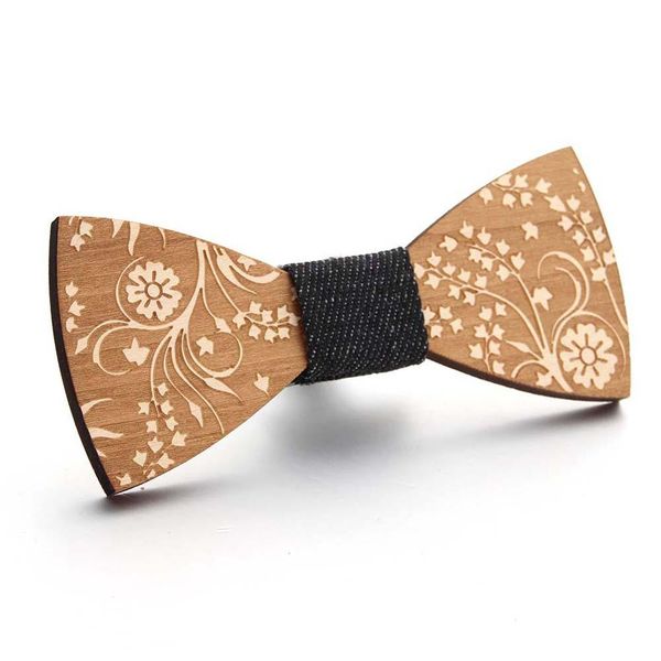 

1pc delicate wood bow tie mens wooden bow ties party business butterfly cravat party ties for men women kids q wmtqxp, Black;gray